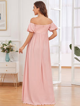 Load image into Gallery viewer, Color=Pink | Short Sleeves A Line Floor Length Wholesale Maternity Dresses-Pink 4
