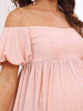 Load image into Gallery viewer, Color=Pink | Short Sleeves A Line Floor Length Wholesale Maternity Dresses-Pink 5