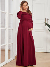 Load image into Gallery viewer, Color=Burgundy | Long Sleeves Floor Length A Line Wholesale Maternity Dresses-Burgundy 2