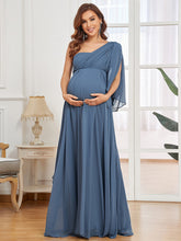 Load image into Gallery viewer, Color=Dusty Navy | Deep V Neck Sleeveless Floor Length Wholesale Maternity Dresses-Dusty Navy 6