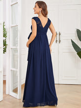 Load image into Gallery viewer, Color=Navy Blue | Round Neck A Line Floor Length Wholesale Maternity Dresses-Navy Blue 3