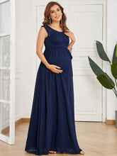 Load image into Gallery viewer, Color=Navy Blue | Round Neck A Line Floor Length Wholesale Maternity Dresses-Navy Blue 2