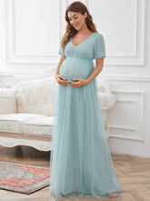 Load image into Gallery viewer, Color=Sky Blue | Cute Deep V-neck Dress for Pregnant Women-Sky Blue 1