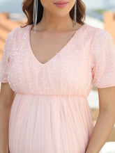Load image into Gallery viewer, Color=Pink | Cute Deep V-neck Dress for Pregnant Women-Pink 5