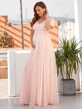 Load image into Gallery viewer, Color=Pink | Cute Deep V-neck Dress for Pregnant Women-Pink 1