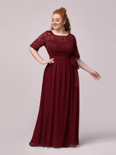 Load image into Gallery viewer, Color=Burgundy | Maxi Long Lace Illusion Wholesale Plus Size Mother Of Wholesale Bride Dresses-Burgundy 3