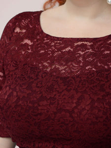 Color=Burgundy | Maxi Long Lace Illusion Wholesale Plus Size Mother Of Wholesale Bride Dresses-Burgundy 5