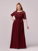 Load image into Gallery viewer, Color=Burgundy | Maxi Long Lace Illusion Wholesale Plus Size Mother Of Wholesale Bride Dresses-Burgundy 1