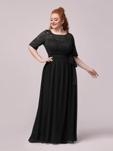 Load image into Gallery viewer, Color=Black | Maxi Long Lace Illusion Wholesale Plus Size Mother Of Wholesale Bride Dresses-Black 3