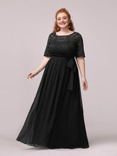 Load image into Gallery viewer, Color=Black | Maxi Long Lace Illusion Wholesale Plus Size Mother Of Wholesale Bride Dresses-Black 4