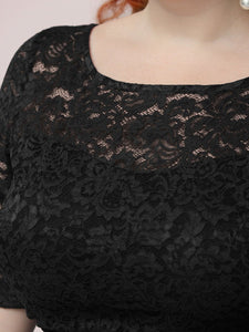 Color=Black | Maxi Long Lace Illusion Wholesale Plus Size Mother Of Wholesale Bride Dresses-Black 5