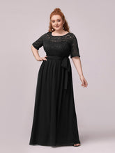 Load image into Gallery viewer, Color=Black | Maxi Long Lace Illusion Wholesale Plus Size Mother Of Wholesale Bride Dresses-Black 1