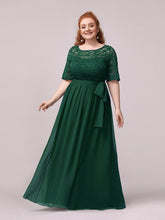 Load image into Gallery viewer, Color=Dark Green | Maxi Long Lace Illusion Wholesale Plus Size Mother Of Wholesale Bride Dresses-Dark Green 4