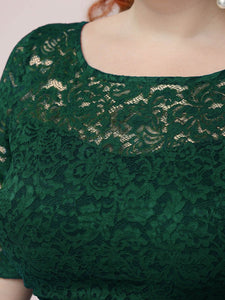 Color=Dark Green | Maxi Long Lace Illusion Wholesale Plus Size Mother Of Wholesale Bride Dresses-Dark Green 5