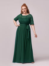 Load image into Gallery viewer, Color=Dark Green | Maxi Long Lace Illusion Wholesale Plus Size Mother Of Wholesale Bride Dresses-Dark Green 1