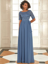 Load image into Gallery viewer, Color=Dusty Navy | Plus Size Women Lace Illusion Mother Of The Bride Dresses Ez07624-Dusty Navy 1