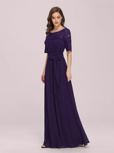 Load image into Gallery viewer, COLOR=Dark Purple | Plus Size Long Sleeve Floor Length Evening Dress-Dark Purple 3