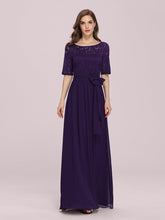 Load image into Gallery viewer, COLOR=Dark Purple | Plus Size Long Sleeve Floor Length Evening Dress-Dark Purple 4