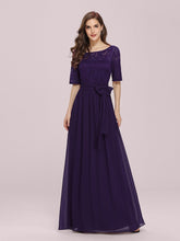 Load image into Gallery viewer, COLOR=Dark Purple | Plus Size Long Sleeve Floor Length Evening Dress-Dark Purple 1