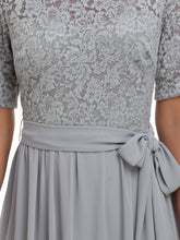Load image into Gallery viewer, Color=Grey | Plus Size Women Lace Illusion Mother Of The Bride Dresses Ez07624-Grey 5