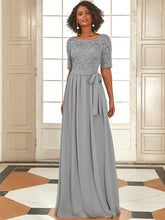 Load image into Gallery viewer, Color=Grey | Plus Size Women Lace Illusion Mother Of The Bride Dresses Ez07624-Grey 1