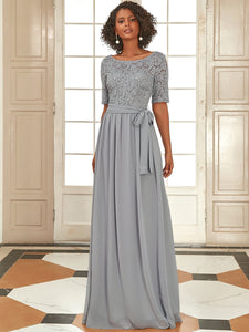 Color=Grey | Plus Size Women Lace Illusion Mother Of The Bride Dresses Ez07624-Grey 1