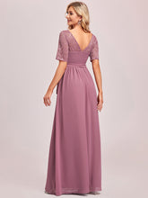 Load image into Gallery viewer, COLOR=Purple Orchid | Plus Size Long Sleeve Floor Length Evening Dress-Purple Orchid 4
