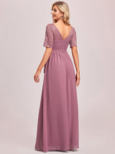 COLOR=Orchid | Plus Size Long Sleeve Floor Length Evening Dress-Orchid 2