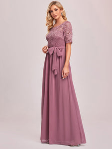 COLOR=Purple Orchid | Plus Size Long Sleeve Floor Length Evening Dress-Purple Orchid 2