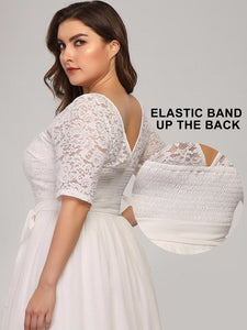 Color=White | Maxi Long Lace Illusion Wholesale Plus Size Mother Of Wholesale Bride Dresses-White 6