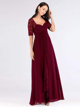 Load image into Gallery viewer, COLOR=Burgundy | Floor Length Empire Waist Evening Dress-Burgundy 2