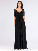 Load image into Gallery viewer, COLOR=Black | Floor Length Empire Waist Evening Dress-Black 1
