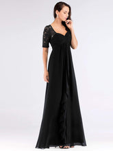 Load image into Gallery viewer, COLOR=Black | Floor Length Empire Waist Evening Dress-Black 2