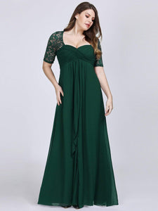 COLOR=Dark Green | Floor Length Empire Waist Evening Dress-Dark Green 3