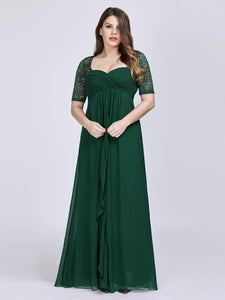 COLOR=Dark Green | Floor Length Empire Waist Evening Dress-Dark Green 2