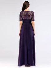 Load image into Gallery viewer, COLOR=Dark Purple | Floor Length Empire Waist Evening Dress-Dark Purple 2