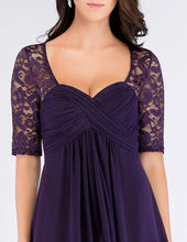 Load image into Gallery viewer, COLOR=Dark Purple | Floor Length Empire Waist Evening Dress-Dark Purple 5