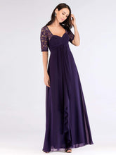 Load image into Gallery viewer, COLOR=Dark Purple | Floor Length Empire Waist Evening Dress-Dark Purple 1