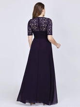 Load image into Gallery viewer, COLOR=Dark Purple | Floor Length Empire Waist Evening Dress-Dark Purple 7