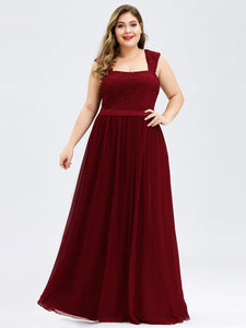 COLOR=Burgundy | Elegant A Line Long Chiffon Bridesmaid Dress With Lace Bodice-Burgundy 4