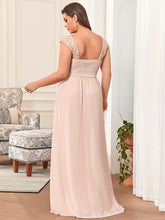 Load image into Gallery viewer, Color=Blush | elegant-a-line-chiffon-wholesale-bridesmaid-dress-with-lace-bodice-ez07704-Blush 2