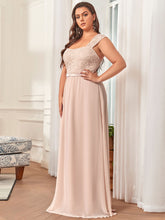 Load image into Gallery viewer, Color=Blush | elegant-a-line-chiffon-wholesale-bridesmaid-dress-with-lace-bodice-ez07704-Blush 3