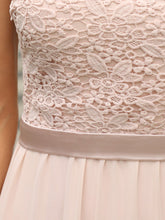 Load image into Gallery viewer, COLOR=Blush | Elegant A Line Long Chiffon Bridesmaid Dress With Lace Bodice-Blush 5