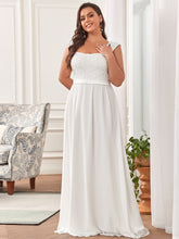 Load image into Gallery viewer, Color=Cream | elegant-a-line-chiffon-wholesale-bridesmaid-dress-with-lace-bodice-ez07704-Cream 1