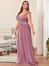 Load image into Gallery viewer, Color=Orchid | elegant-a-line-chiffon-wholesale-bridesmaid-dress-with-lace-bodice-ez07704-Orchid 3