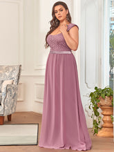 Load image into Gallery viewer, Color=Orchid | elegant-a-line-chiffon-wholesale-bridesmaid-dress-with-lace-bodice-ez07704-Orchid 4