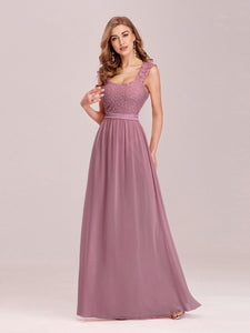 COLOR=Purple Orchid | Elegant A Line Long Chiffon Bridesmaid Dress With Lace Bodice-Purple Orchid 4
