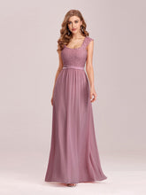 Load image into Gallery viewer, COLOR=Purple Orchid | Elegant A Line Long Chiffon Bridesmaid Dress With Lace Bodice-Purple Orchid 1