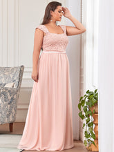 Load image into Gallery viewer, Color=Pink | elegant-a-line-chiffon-wholesale-bridesmaid-dress-with-lace-bodice-ez07704-Pink 3