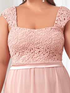 Color=Pink | elegant-a-line-chiffon-wholesale-bridesmaid-dress-with-lace-bodice-ez07704-Pink 5